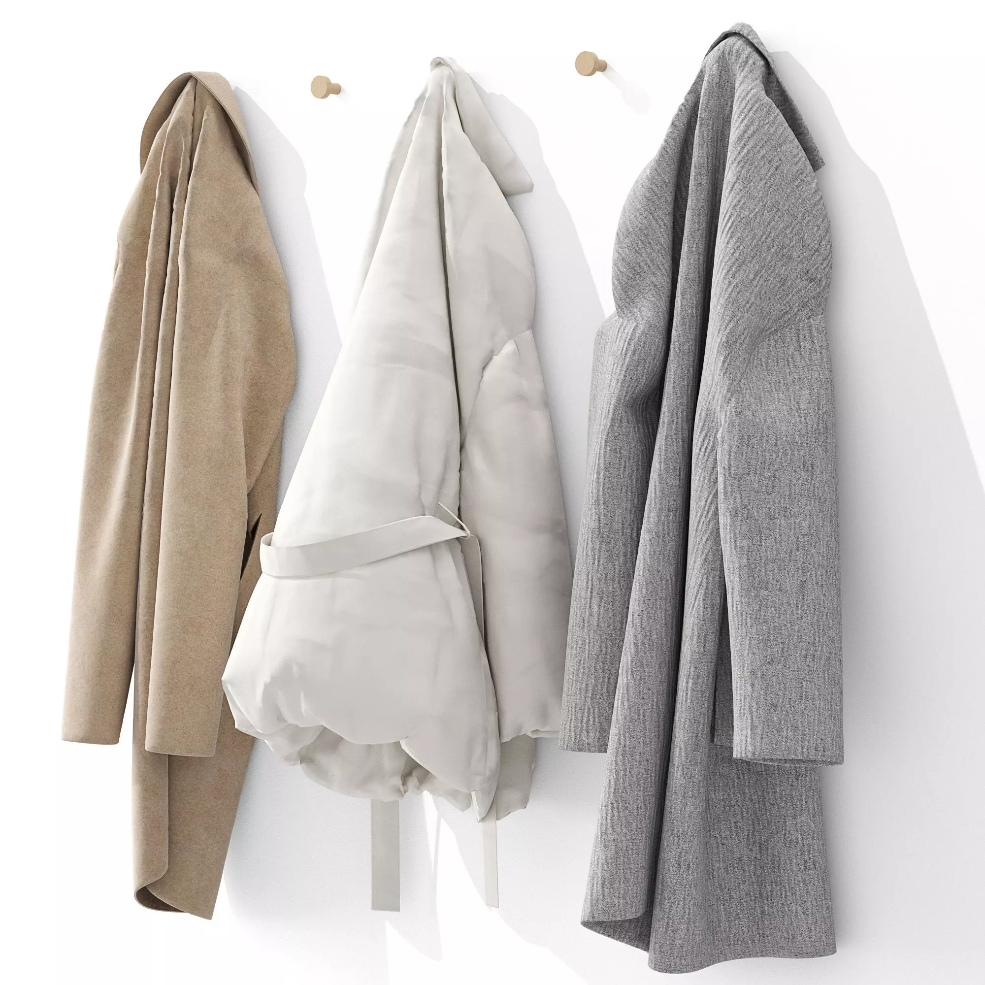 Outerwear and cap on hooks Set 01 3D model_0