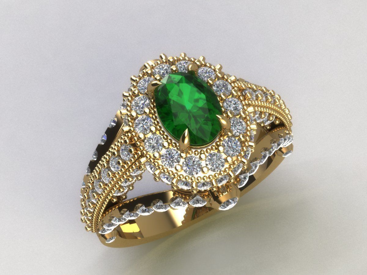 women diamonds ring  3D print model_5