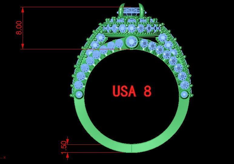 women diamonds ring  3D print model_6