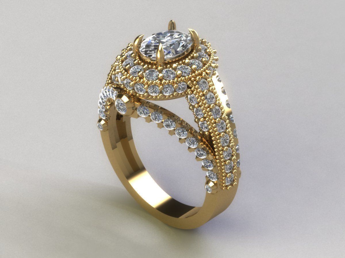 women diamonds ring  3D print model_2