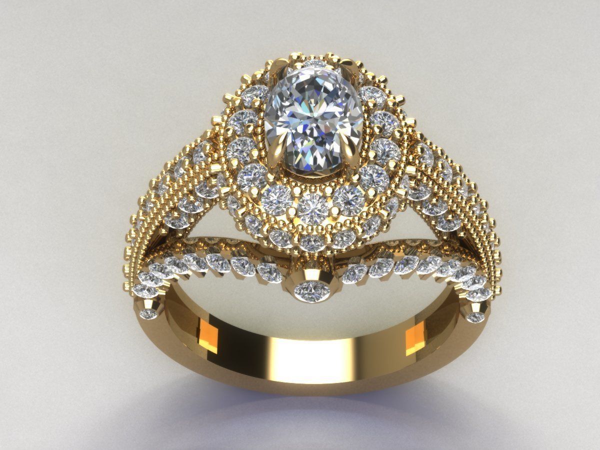 women diamonds ring  3D print model_9