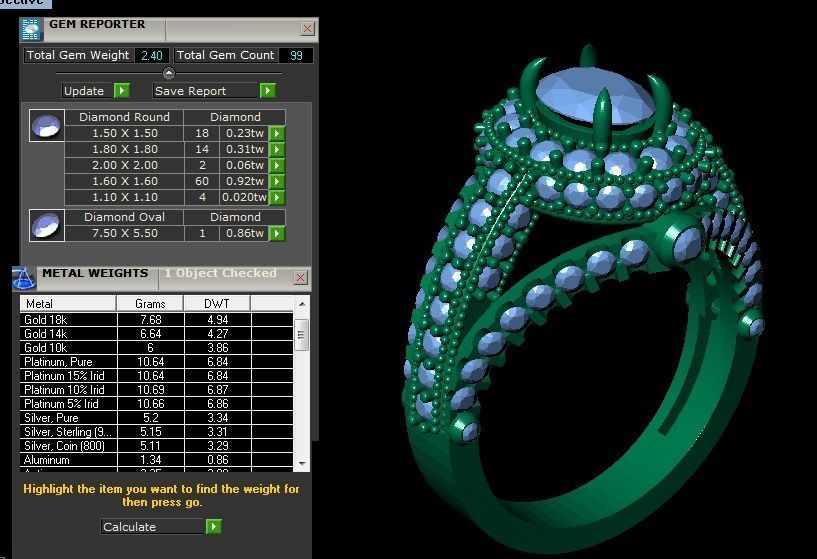 women diamonds ring  3D print model_10