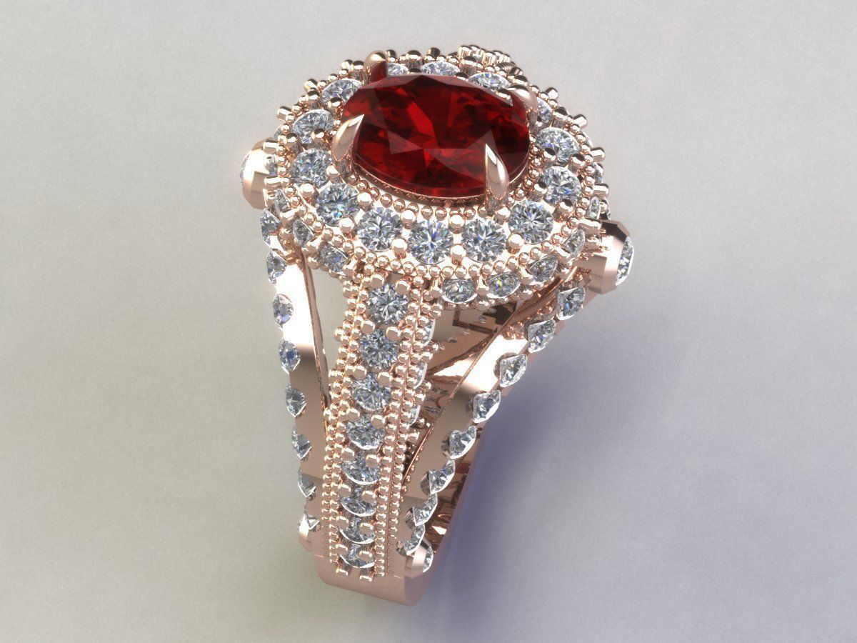 women diamonds ring  3D print model_8