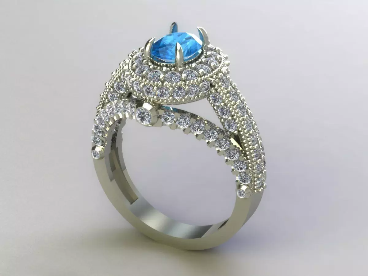 women diamonds ring  3D print model_0