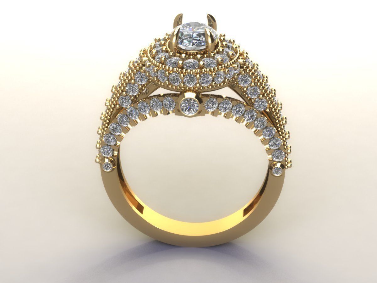 women diamonds ring  3D print model_1