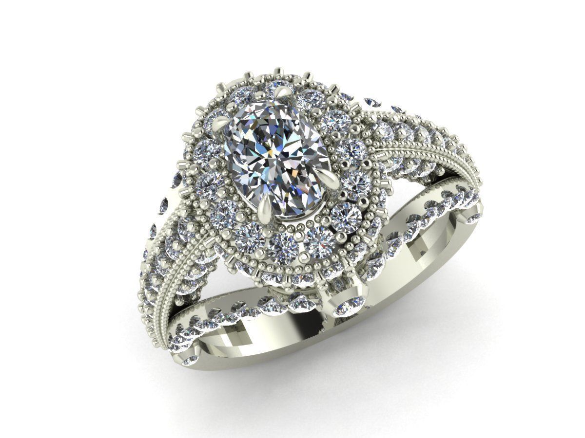 women diamonds ring  3D print model_4