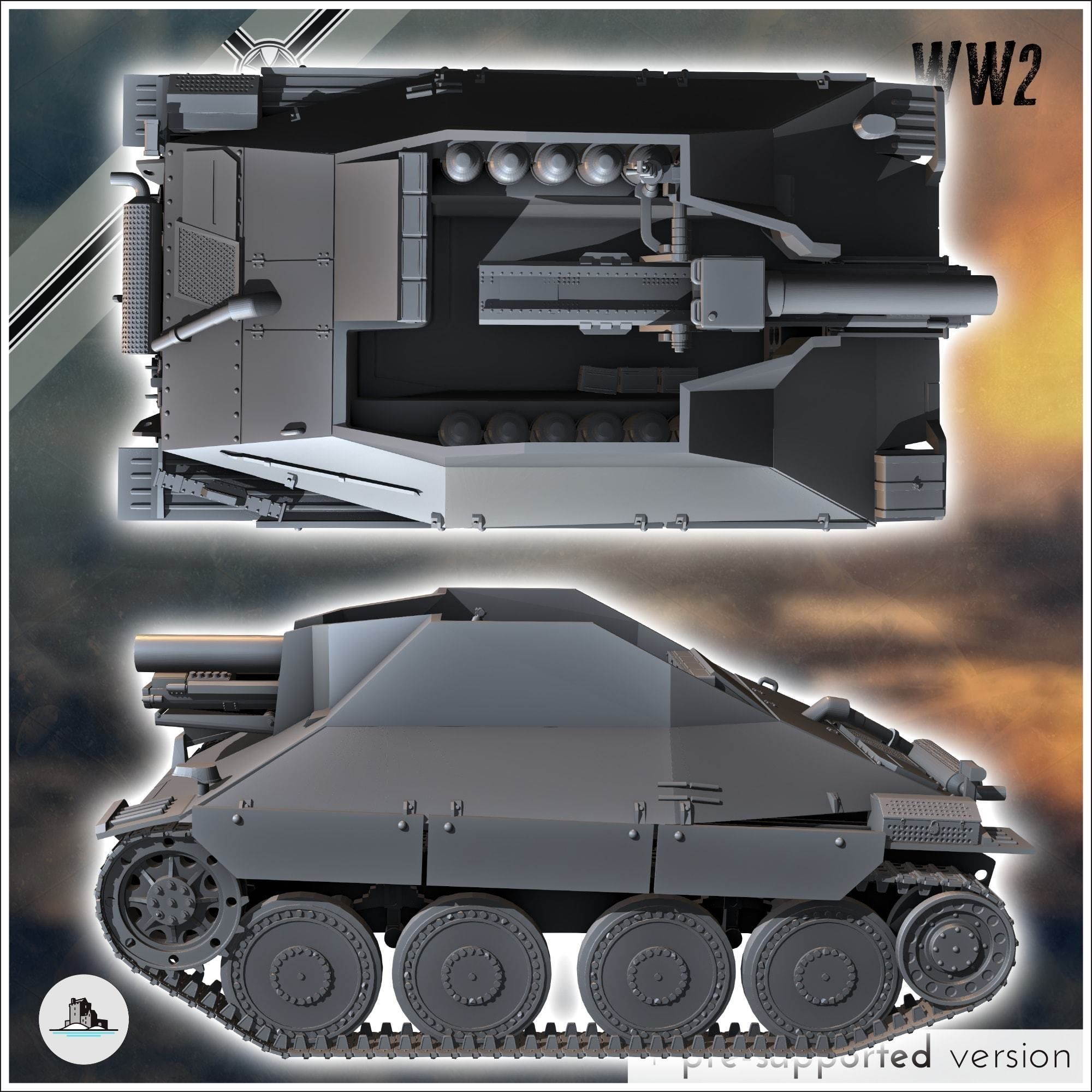 15 cm sIG 332 Sf auf Jagdpanzer 38t - miniatures tabletop scener 3D print model_3