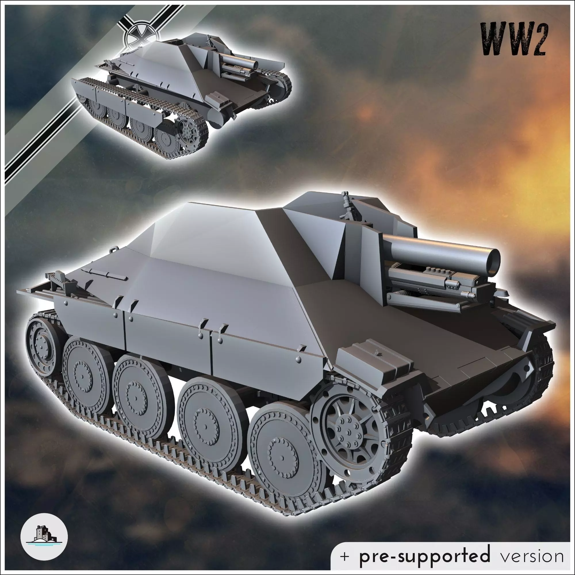 15 cm sIG 332 Sf auf Jagdpanzer 38t - miniatures tabletop scener 3D print model_0