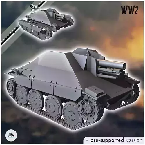 15 cm sIG 332 Sf auf Jagdpanzer 38t - miniatures tabletop scener 3D print model