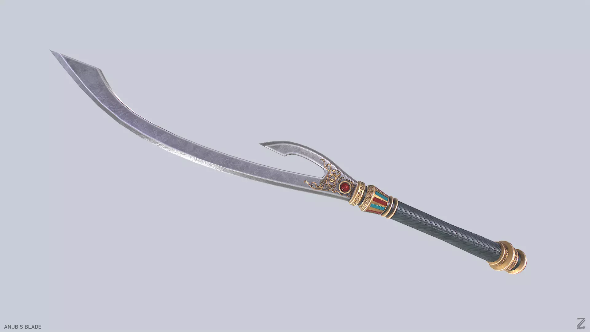 Anubis blade Low-poly 3D model_0