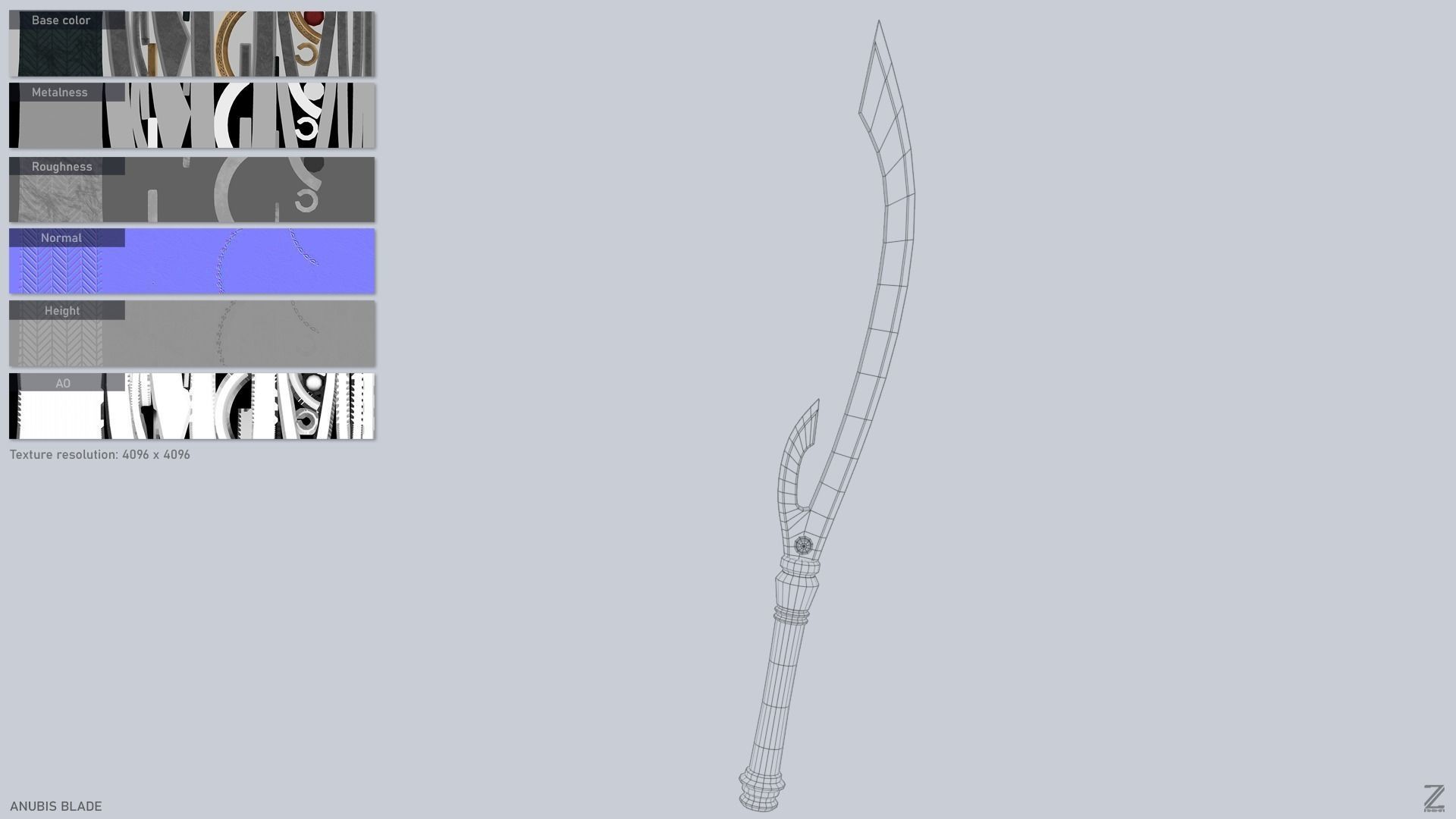 Anubis blade Low-poly 3D model_3