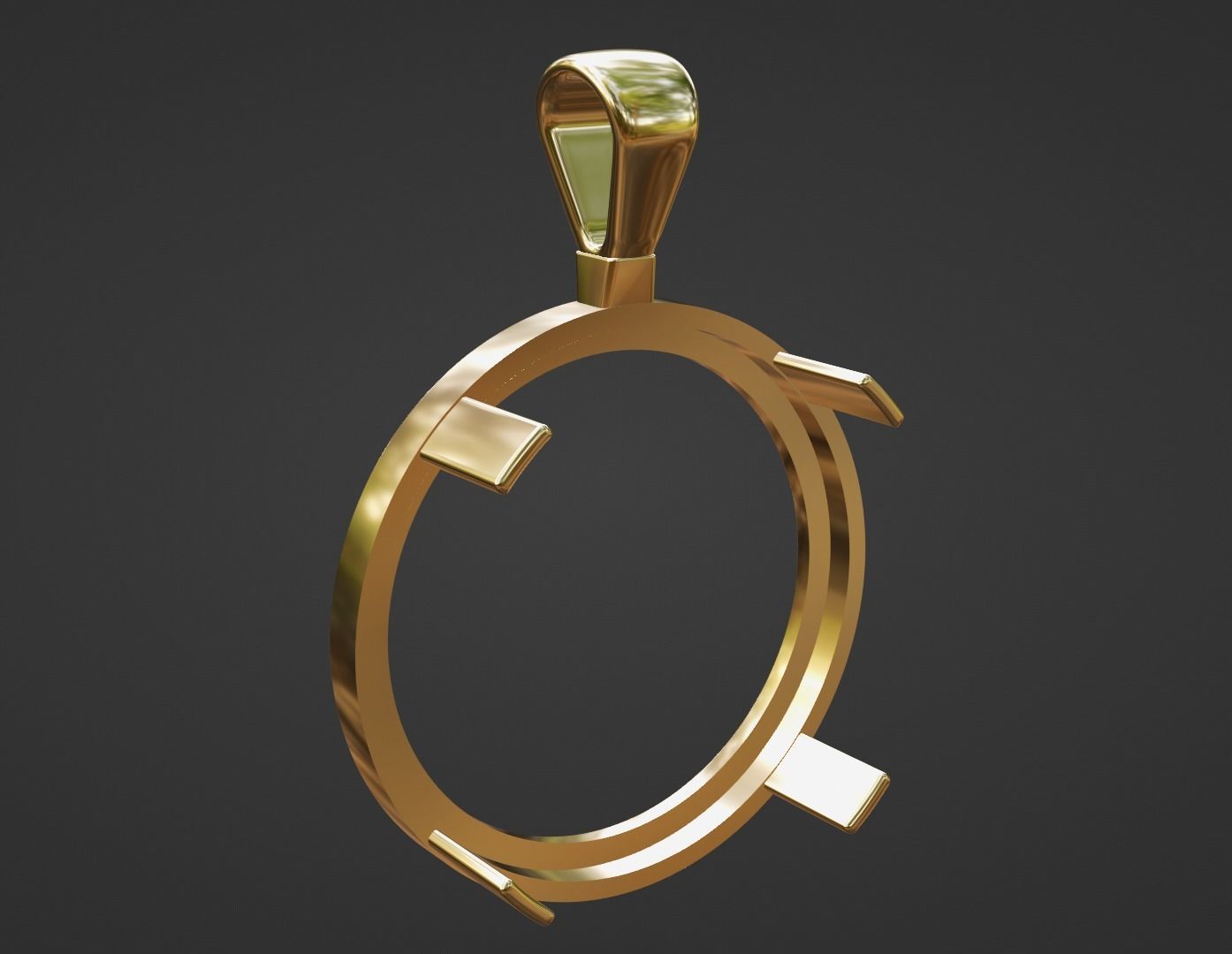 half sovereign gold coin frame mount bezel pendant 3D print model_2