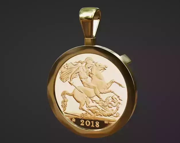 half sovereign gold coin frame mount bezel pendant 3D print model