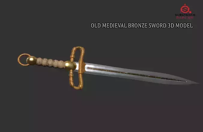 OLD MEDIEVAL BRONZE SWORD 3D MODEL Low-poly 3D model