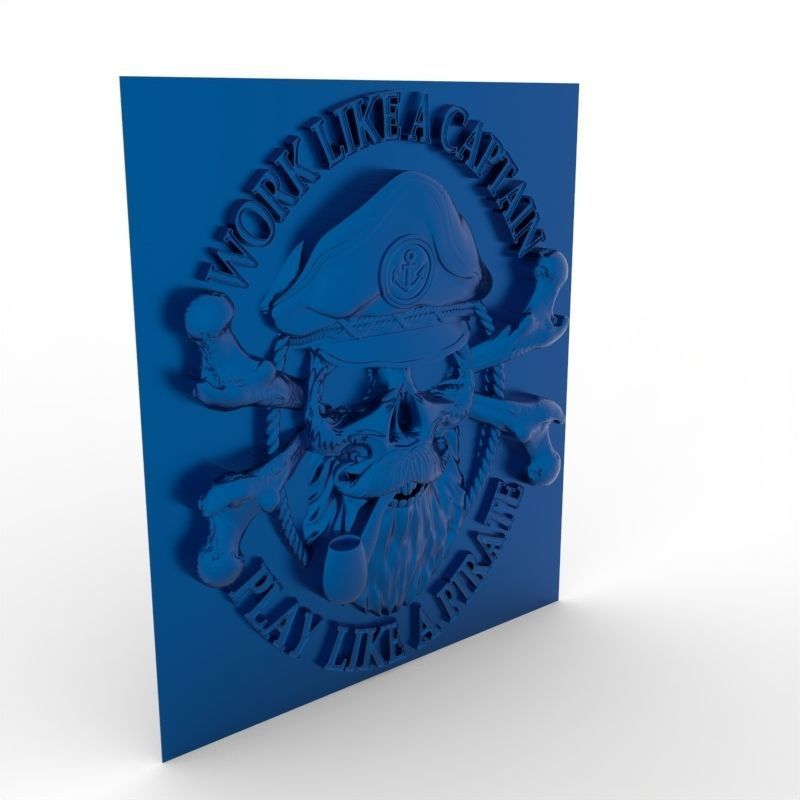 3D Model STL File for CNC Router Laser 3D Printer Captain Skull 3D print model_3