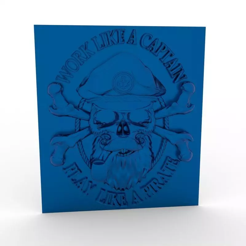 3D Model STL File for CNC Router Laser 3D Printer Captain Skull 3D print model_0