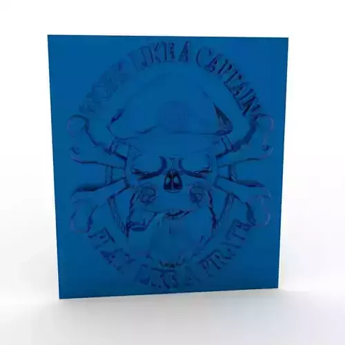 3D Model STL File for CNC Router Laser 3D Printer Captain Skull