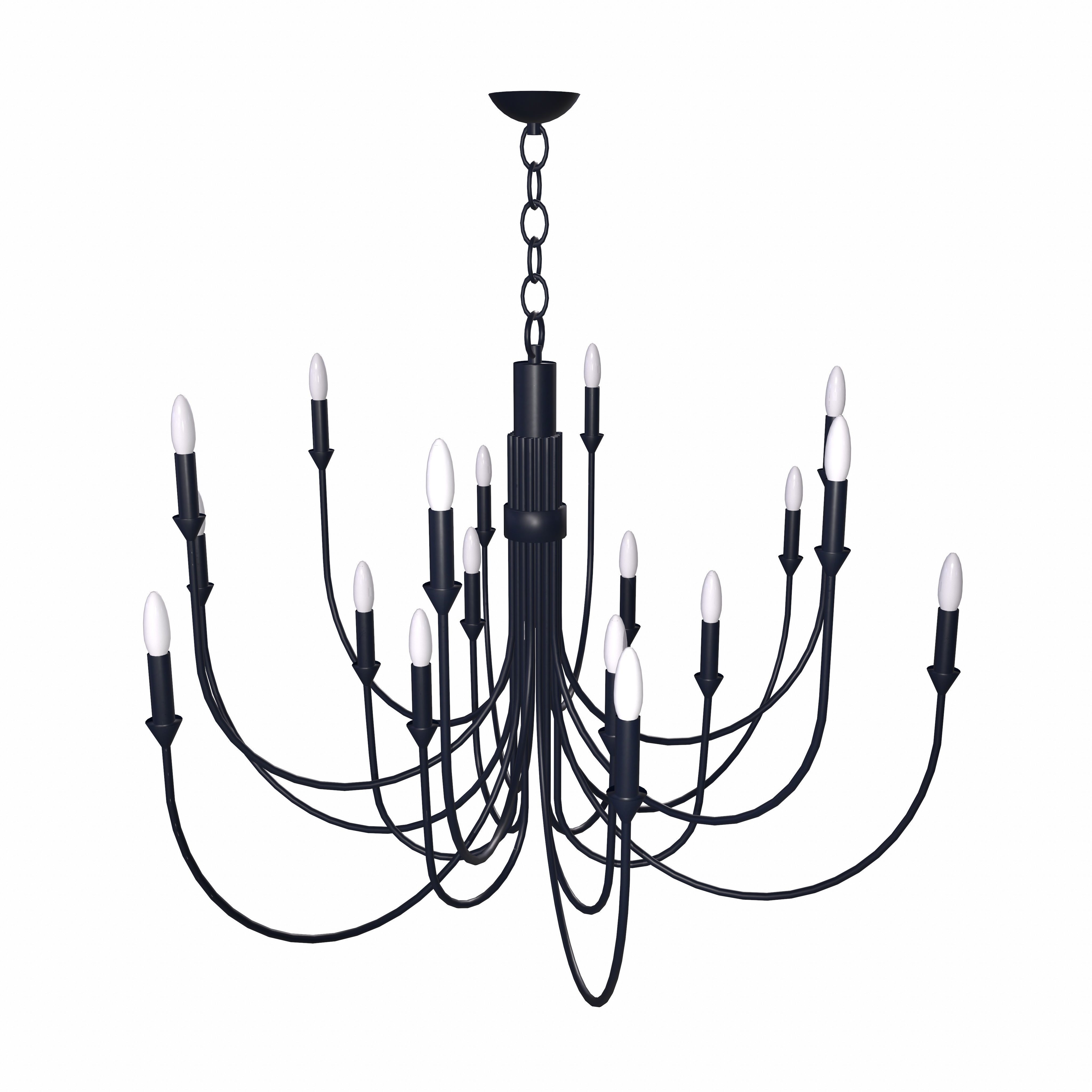 Modern Classic Large Black Chandelier  Low-poly 3D model_3
