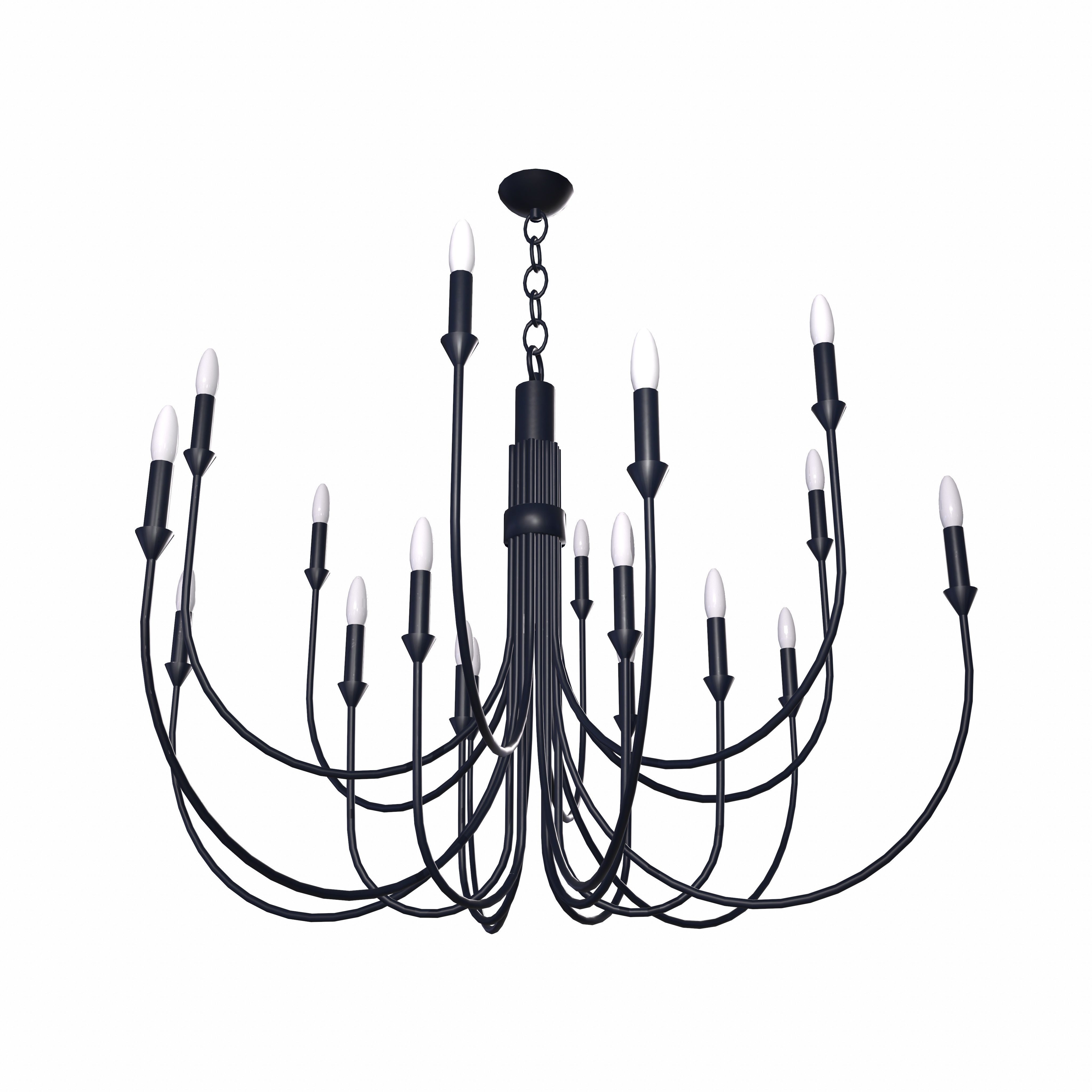 Modern Classic Large Black Chandelier  Low-poly 3D model_2