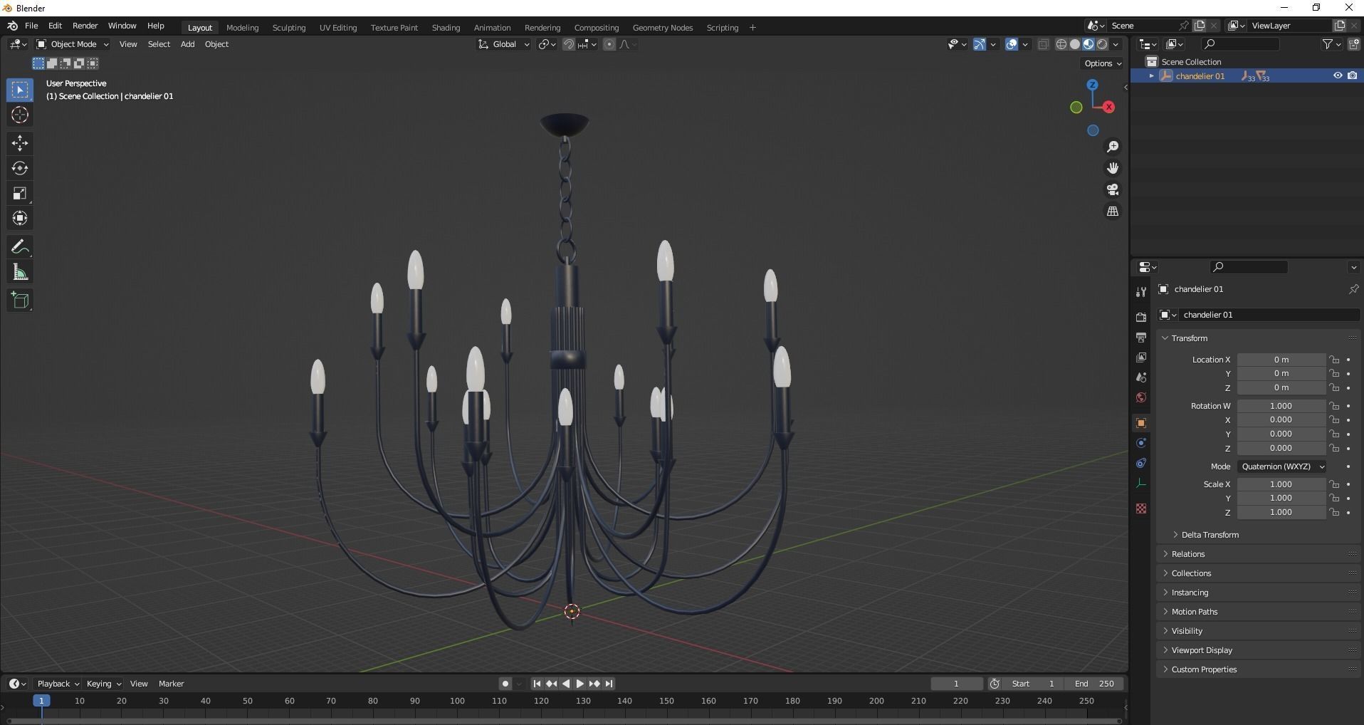 Modern Classic Large Black Chandelier  Low-poly 3D model_14