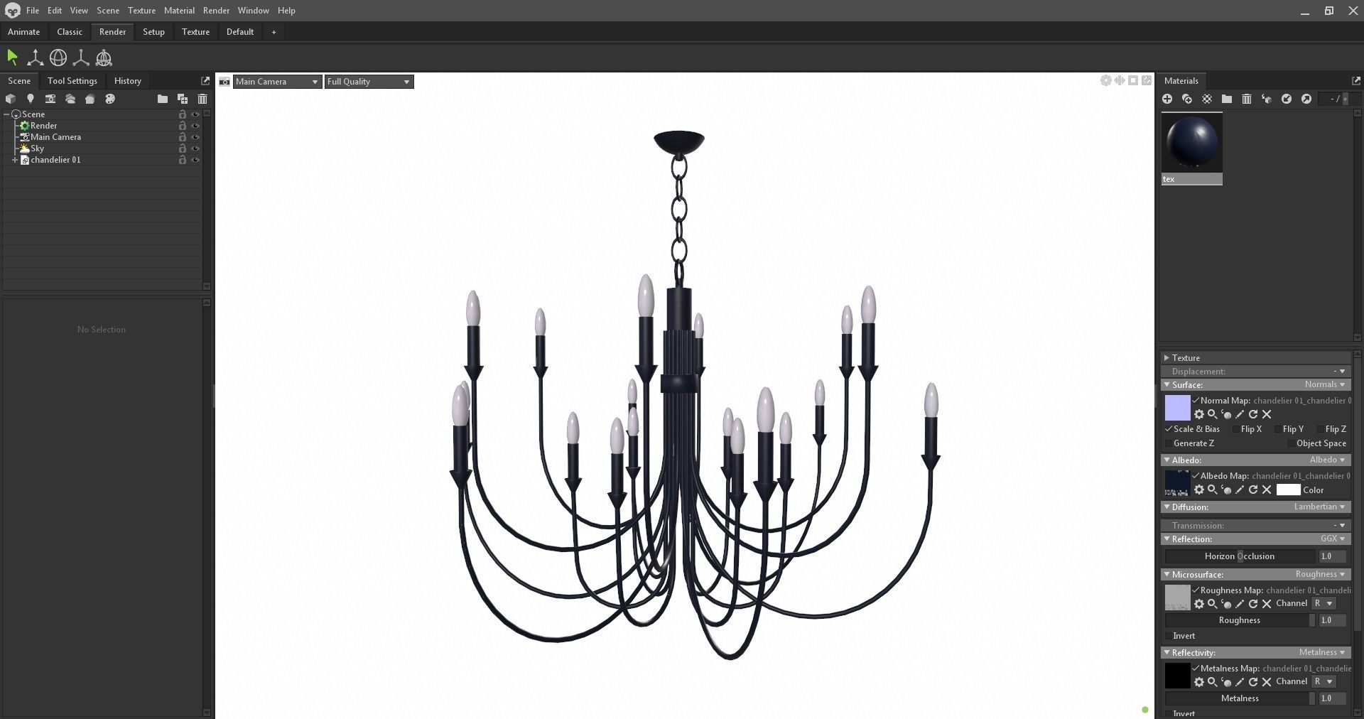 Modern Classic Large Black Chandelier  Low-poly 3D model_13