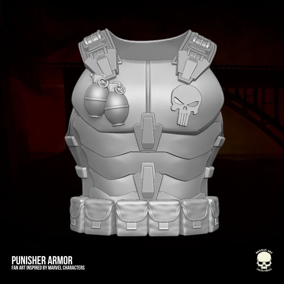 Punisher Armor fan art 3D printable File For Action Figures 3D print model_17