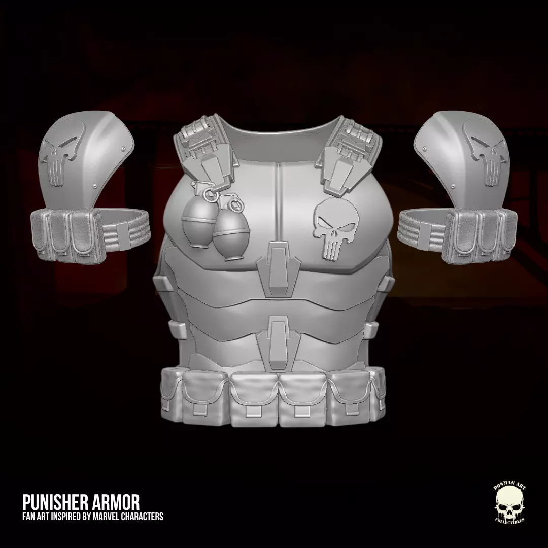 Punisher Armor fan art 3D printable File For Action Figures 3D print model_0