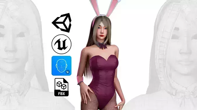 Bunny Girl - Game Ready Low-poly 3D model