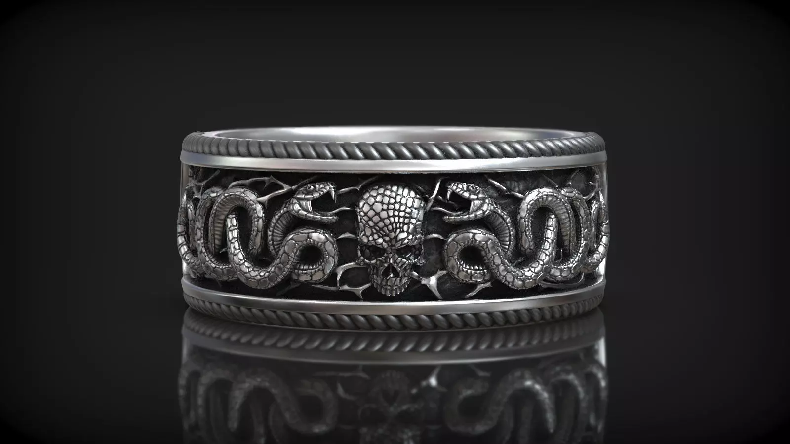 Mistique Serpents Snakes Skull Roses Thorn Macabre Band 3D print model