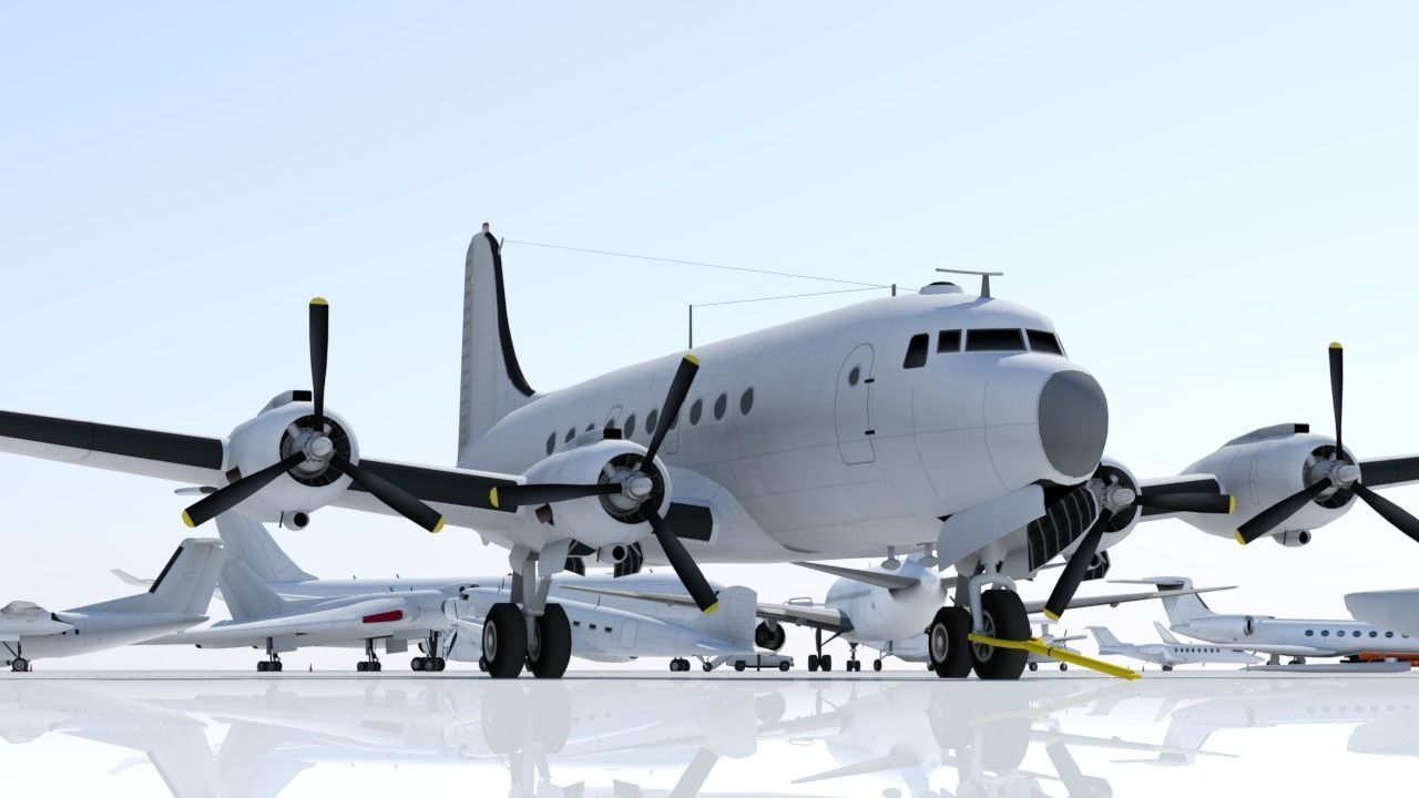 Douglas DC-4 C-54 Skymaster Static Low Poly Low-poly 3D model_12