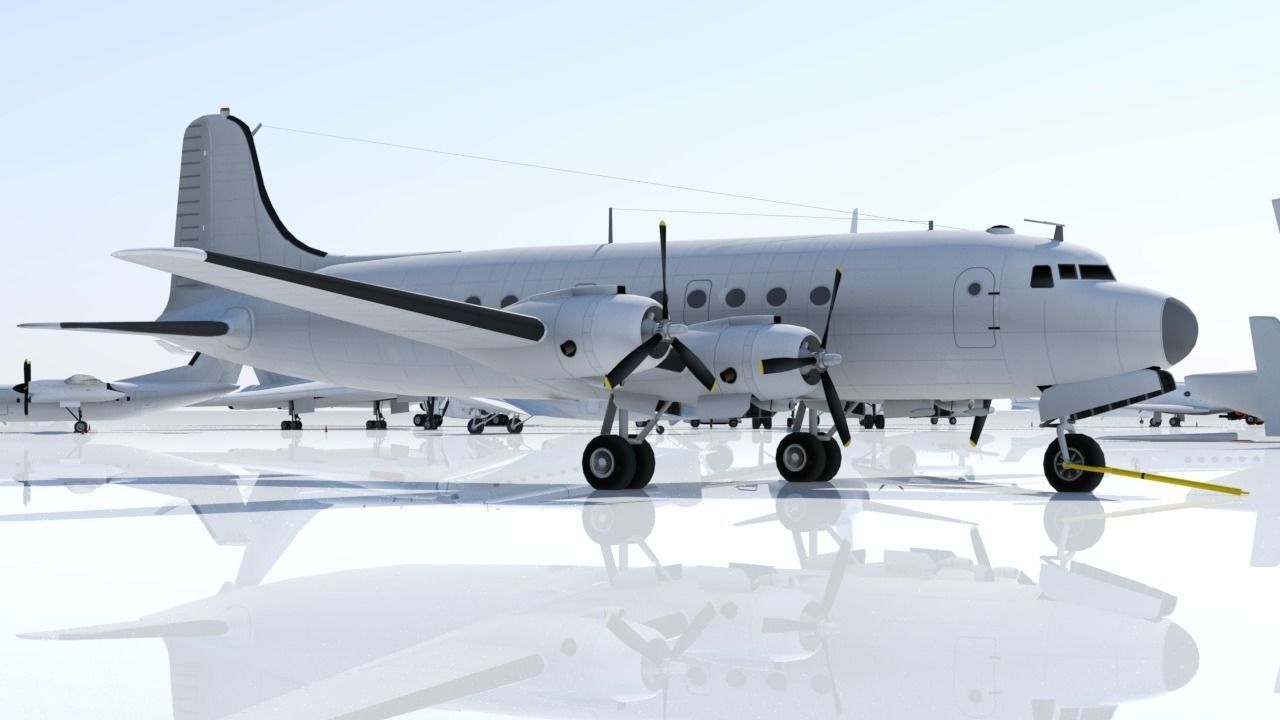 Douglas DC-4 C-54 Skymaster Static Low Poly Low-poly 3D model_13
