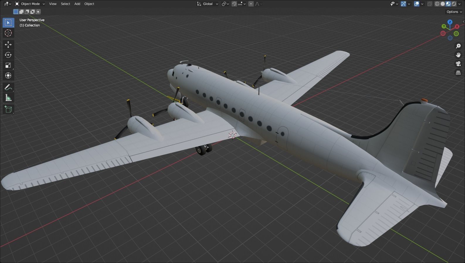Douglas DC-4 C-54 Skymaster Static Low Poly Low-poly 3D model_19