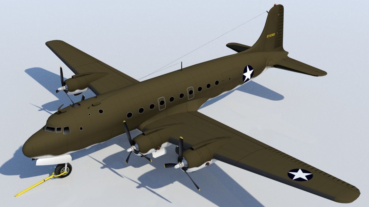 Douglas DC-4 C-54 Skymaster Static Low Poly Low-poly 3D model_1