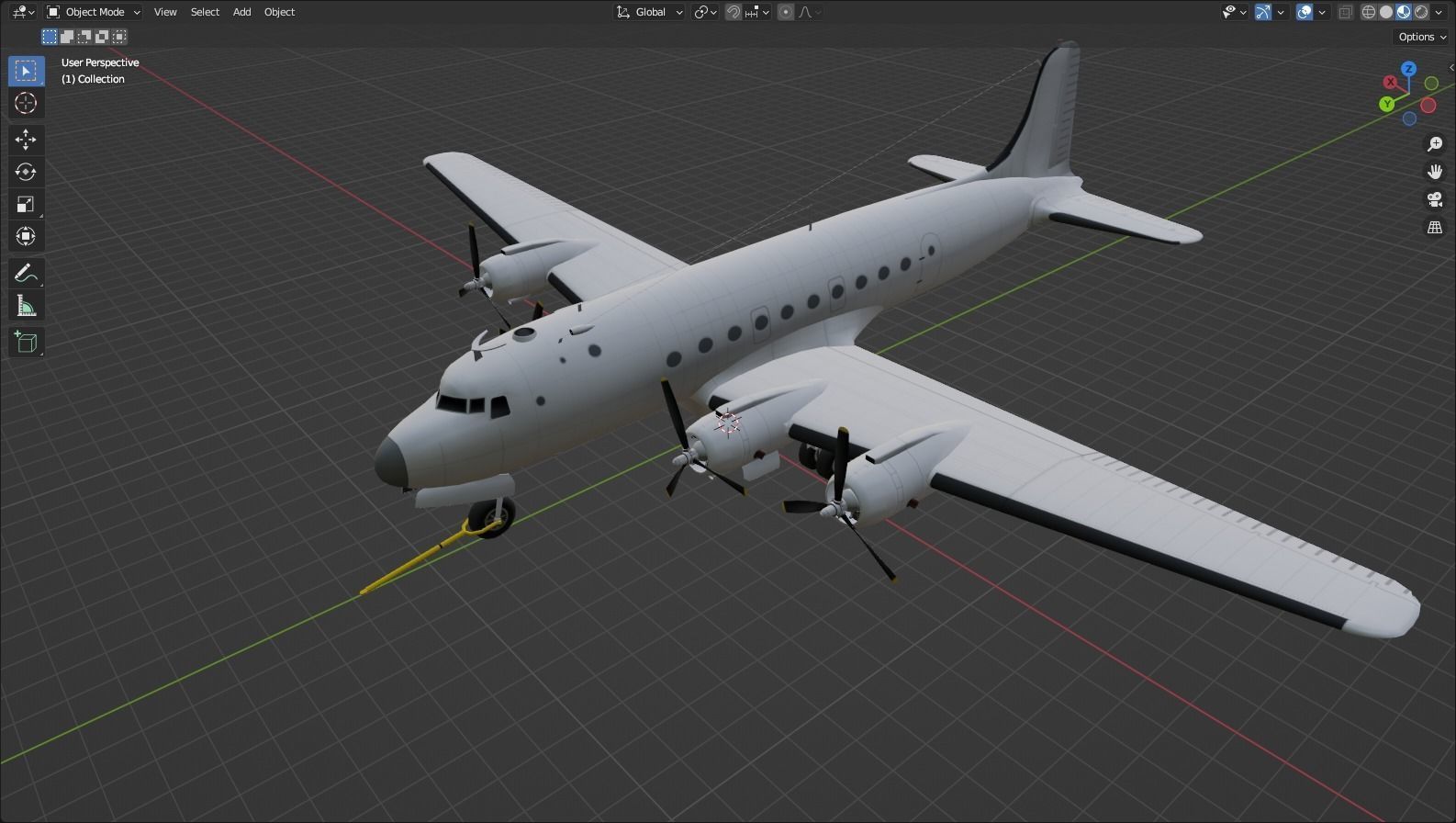 Douglas DC-4 C-54 Skymaster Static Low Poly Low-poly 3D model_17