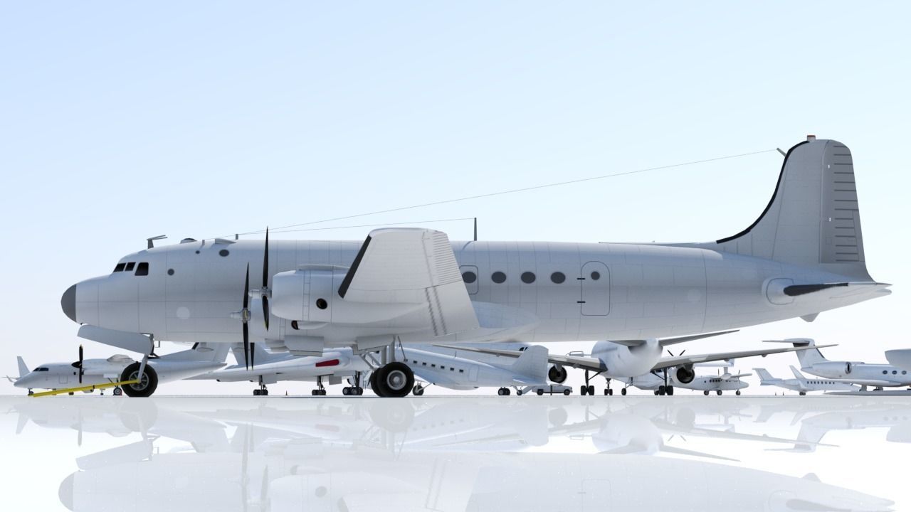 Douglas DC-4 C-54 Skymaster Static Low Poly Low-poly 3D model_11