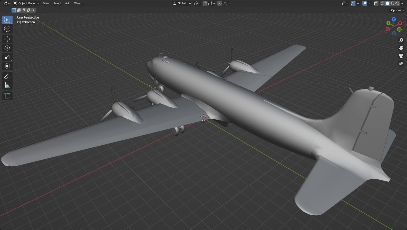 Douglas DC-4 C-54 Skymaster Static Low Poly Low-poly 3D model_18