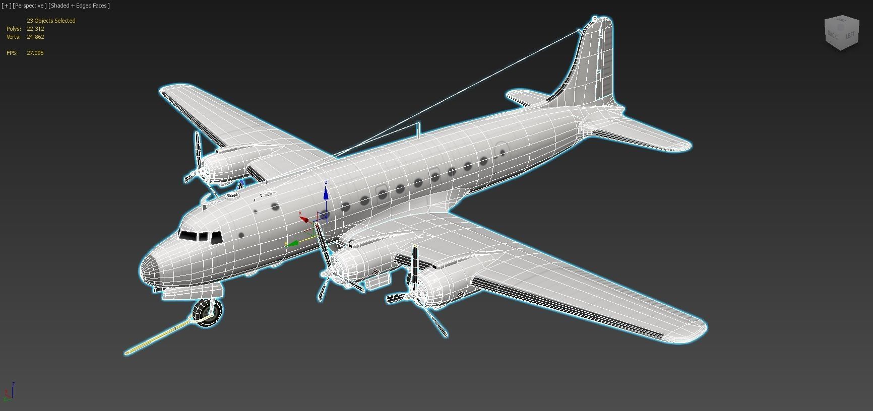 Douglas DC-4 C-54 Skymaster Static Low Poly Low-poly 3D model_16