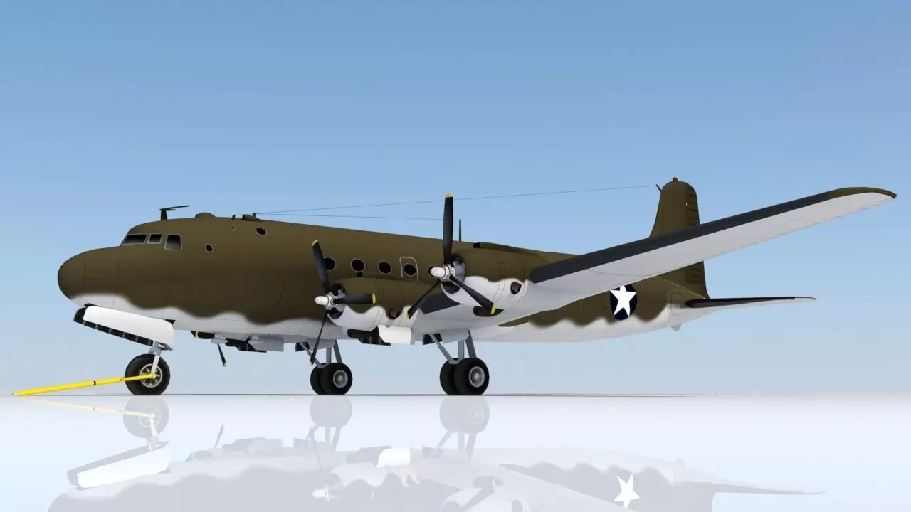 Douglas DC-4 C-54 Skymaster Static Low Poly Low-poly 3D model_0