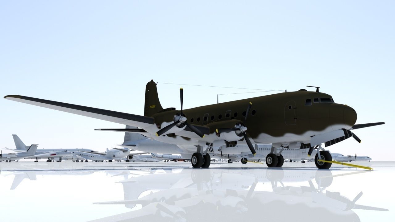 Douglas DC-4 C-54 Skymaster Static Low Poly Low-poly 3D model_2