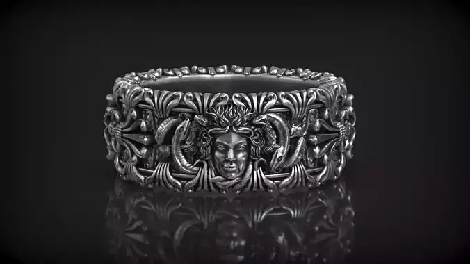Medusa Gorgona Head Greek Antique Myth Ornamental Ring