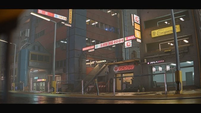 Cyberpunk City Asset Pack 3D model 4