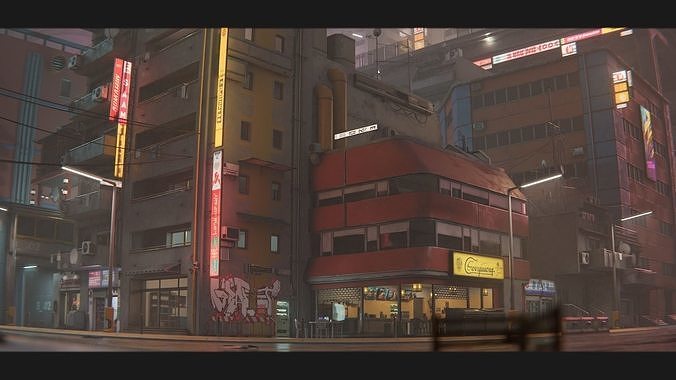 Cyberpunk City Asset Pack 3D model 2