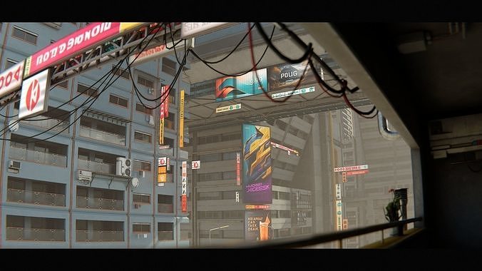 Cyberpunk City Asset Pack 3D model 5