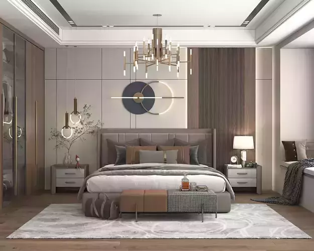 Modern Bedroom Scene 15 3D model