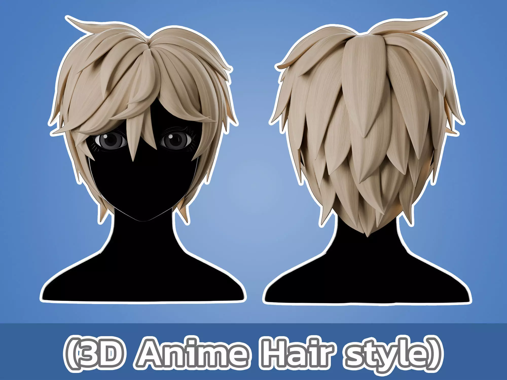 Anime hair style 05 Low-poly 3D model