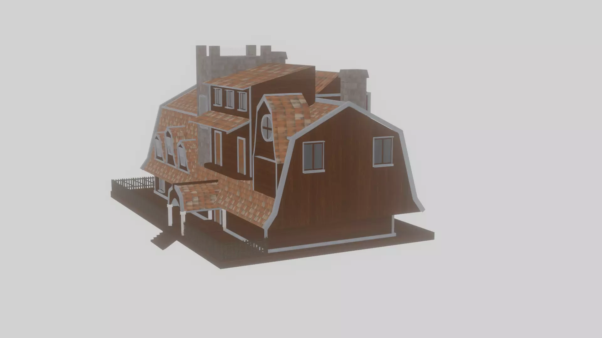 Beach House Low-poly 3D model_0