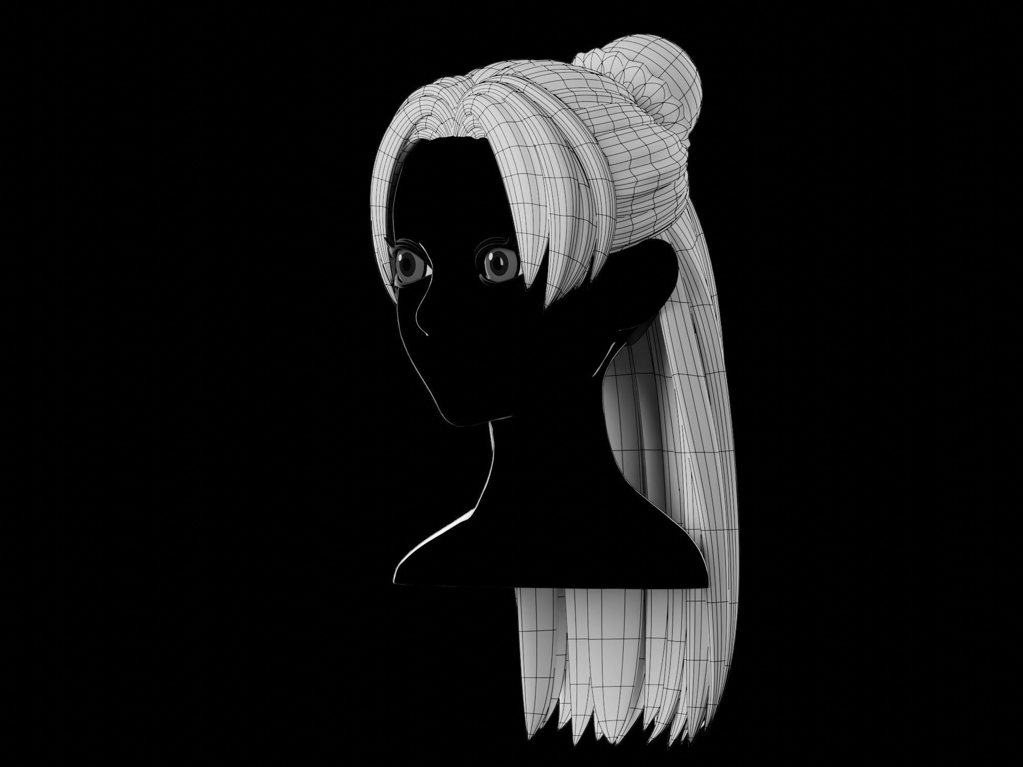 Anime hair style 08 Low-poly 3D model_10