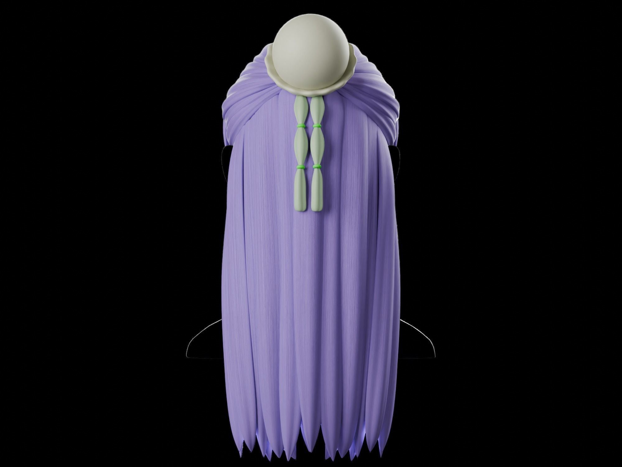 Anime hair style 08 Low-poly 3D model_5