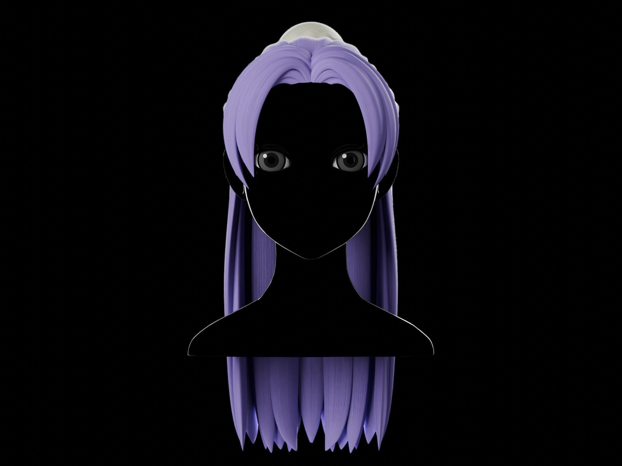 Anime hair style 08 Low-poly 3D model_1
