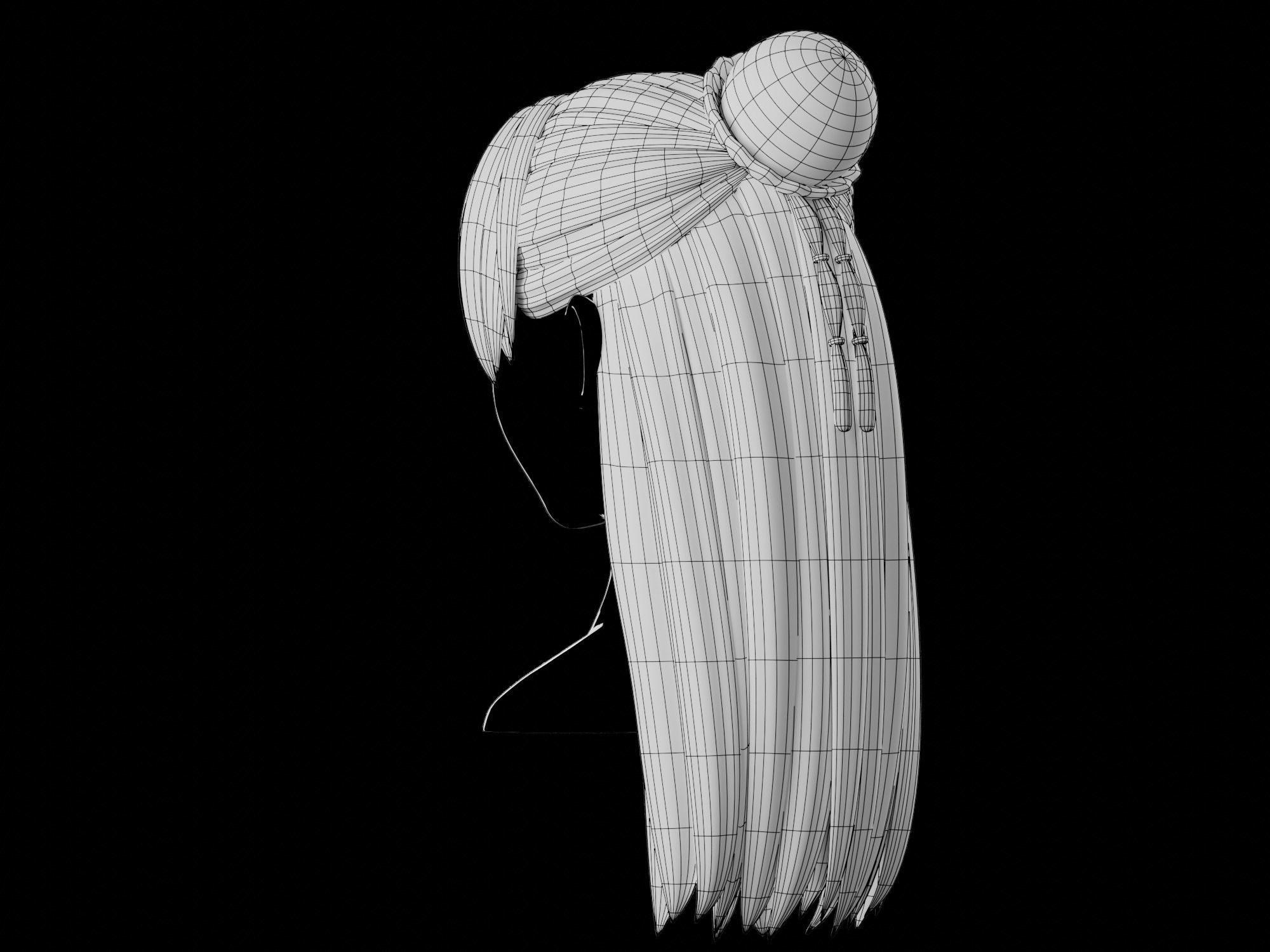 Anime hair style 08 Low-poly 3D model_12